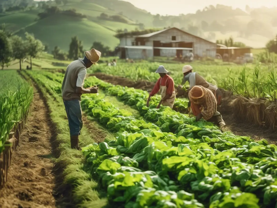 Cultivo orgânico em canteiro com agricultores da Vila Verde