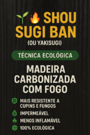 Madeira tratada com a técnica ecológica Shou Sugi Ban usada pela Vila Verde em minhocários e hortas para aumentar a durabilidade das estruturas.