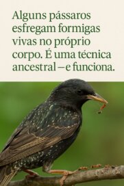 Pássaro esfregando formigas no corpo como forma de proteção natural, comportamento chamado anting.