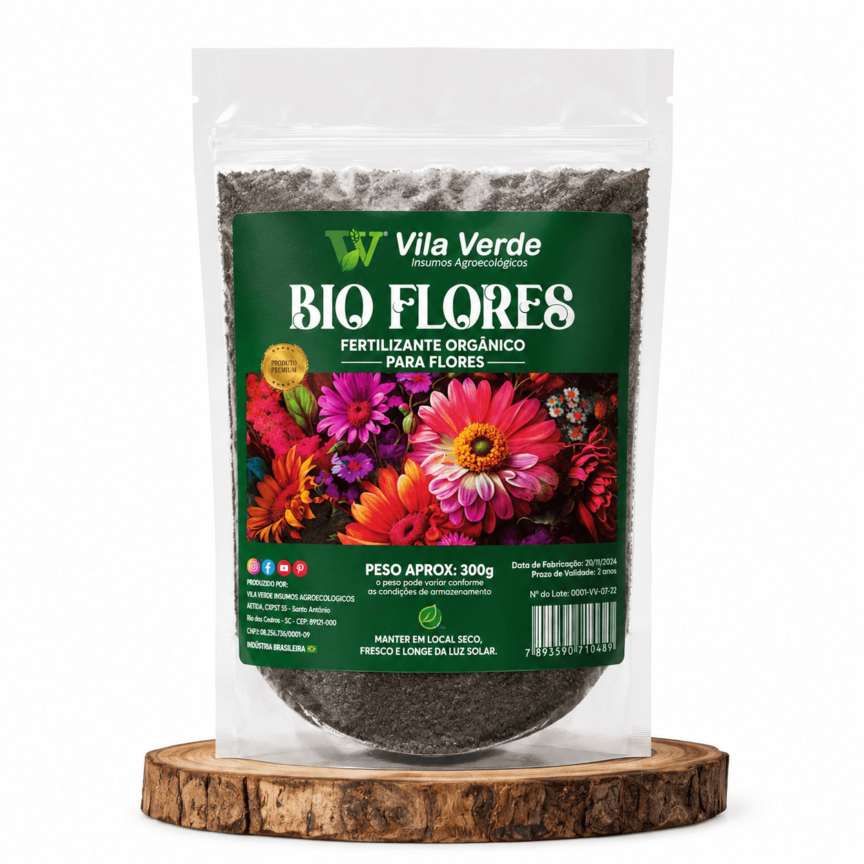 BioFlores Fertilizante Orgânico para Flores saco zip 300 g Vila Verde